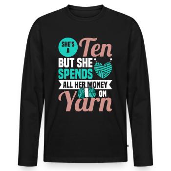 Handarbeit Stricken lustiger Strick Spruch - Männer Premium Bio Langarmshirt - Schwarz - Vorne - Nico (187cm)