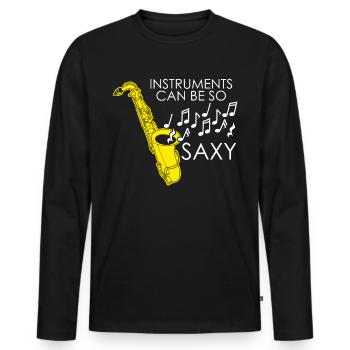 Saxophone Musique Saxophoniste Jazz Saxy - T-shirt manches longues Premium bio Homme - noir - Devant - Nico (187cm)