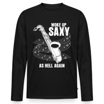 Saxophoniste Jazz Musique Saxophones Saxy - T-shirt manches longues Premium bio Homme - noir - Devant - Nico (187cm)