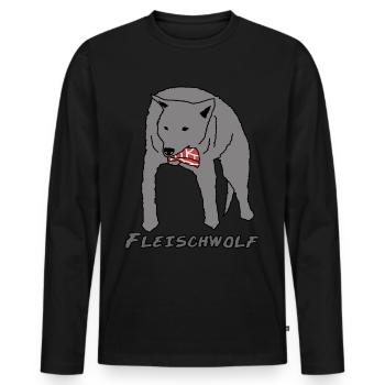 Wolf Grilling BBQ Steak Meat - T-shirt manches longues Premium bio Homme - noir - Devant - Nico (187cm)