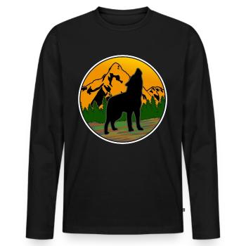 Forêt de loups Nature Bien-être animal en plein air Loups - T-shirt manches longues Premium bio Homme - noir - Devant - Nico (187cm)