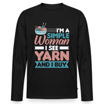 Handarbeit Stricken lustiger Strick Spruch - Männer Premium Bio Langarmshirt - Schwarz - Vorne - Nico (187cm)