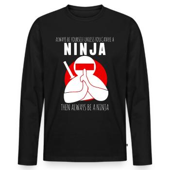Ninja Dire Ninjas avec Ninja Sword - T-shirt manches longues Premium bio Homme - noir - Devant - Nico (187cm)