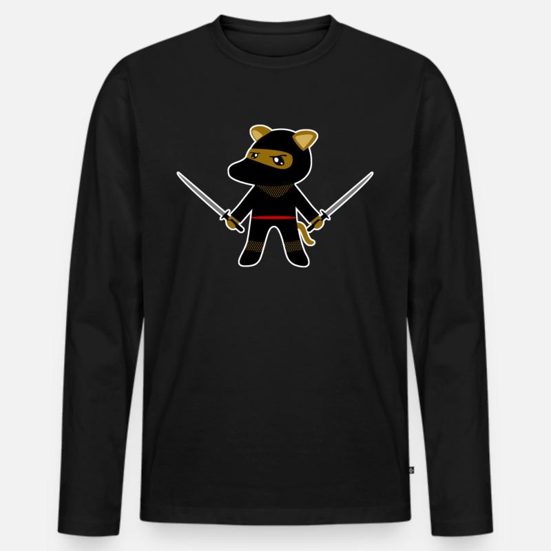 Ninja Hund Ninjas - Männer Premium Bio Langarmshirt - Schwarz