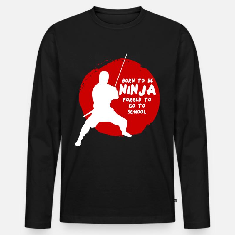 Ninja Schulkind Schule Ninjas - Männer Premium Bio Langarmshirt - Schwarz