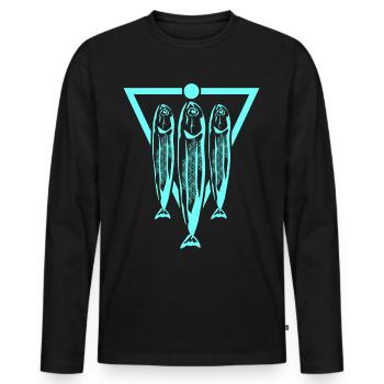 Sardine Herring Fishing Sardines Herring - Men's Premium Organic Long Sleeve Shirt - black - Front - Nico (187cm)