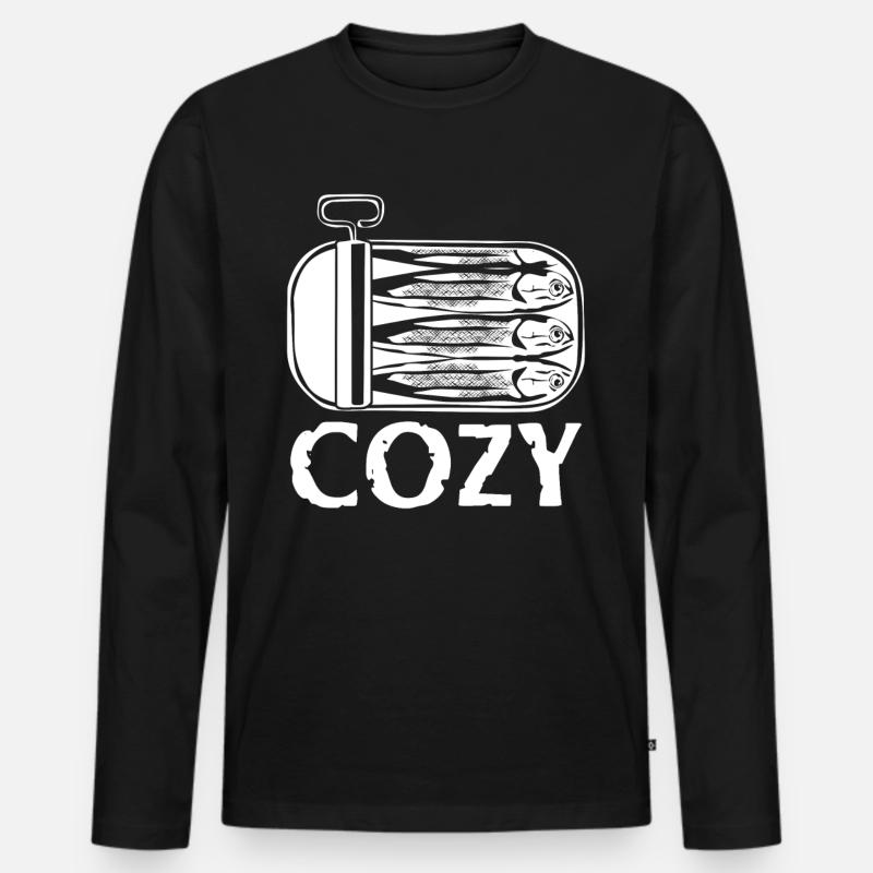 Hering Sardine Sardinen Heringe - Männer Premium Bio Langarmshirt - Schwarz