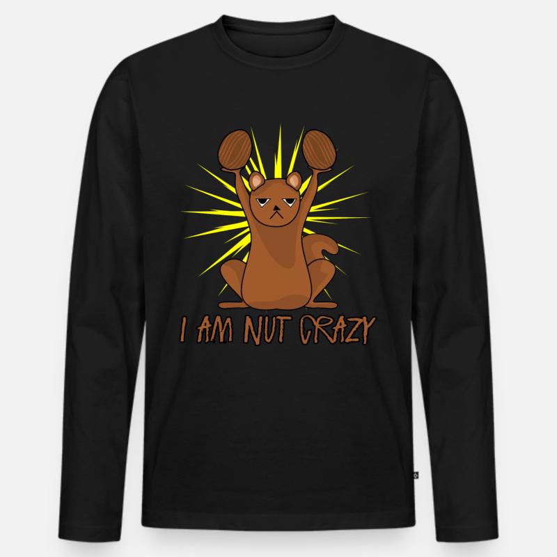 Eichhörnchen Nüsse Crazy Squirrel - Männer Premium Bio Langarmshirt - Schwarz