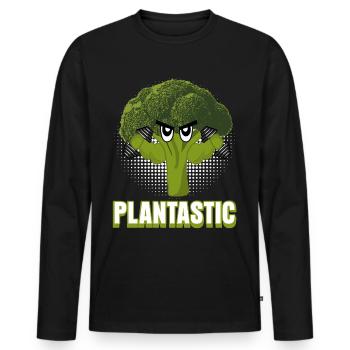 Vegan Bodybuilding Broccoli Vegan - Men's Premium Organic Long Sleeve Shirt - black - Front - Nico (187cm)