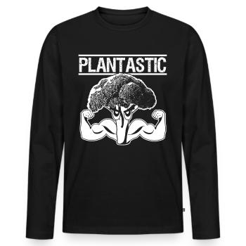 Vegan Broccoli Vegan Bodybuilding - Men's Premium Organic Long Sleeve Shirt - black - Front - Nico (187cm)