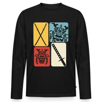 Katana Retro Ninjaschwert Samuraischwert - Männer Premium Bio Langarmshirt - Schwarz - Vorne - Nico (187cm)