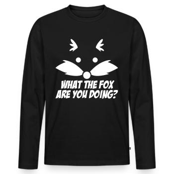 What the Fox? - Männer Premium Bio Langarmshirt - Schwarz - Vorne - Nico (187cm)