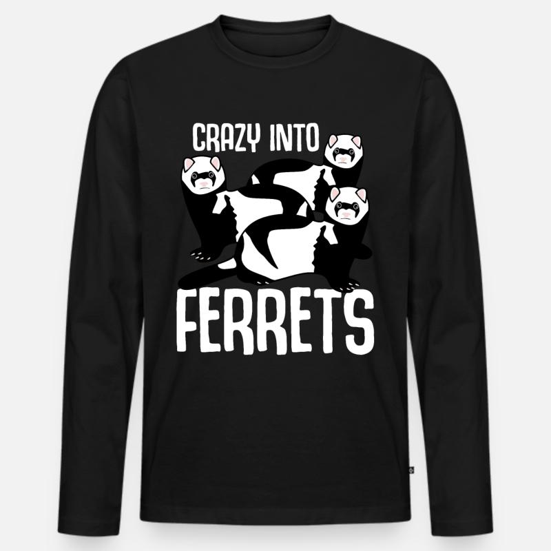 Crazy into Ferrets - Männer Premium Bio Langarmshirt - Schwarz