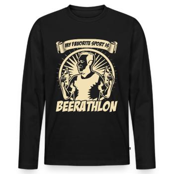 Boire de la bière - T-shirt manches longues Premium bio Homme - noir - Devant - Nico (187cm)