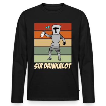 Chevalier vampire buveur de bière Schnaps - T-shirt manches longues Premium bio Homme - noir - Devant - Nico (187cm)