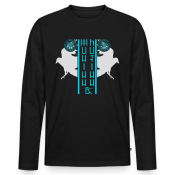 Vegvisir Raben Valhalla Wikinger - Männer Premium Bio Langarmshirt - Schwarz - Vorne - Nico (187cm)