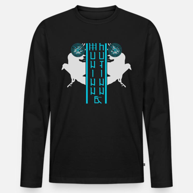 Vegvisir Raben Valhalla Wikinger - Männer Premium Bio Langarmshirt - Schwarz