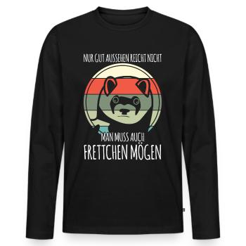 Frettchen - Männer Premium Bio Langarmshirt - Schwarz - Vorne - Nico (187cm)