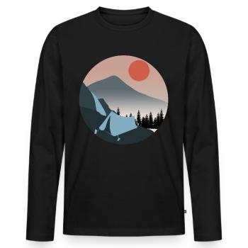 Randonnée Camping en plein air Trekking - T-shirt manches longues Premium bio Homme - noir - Devant - Nico (187cm)