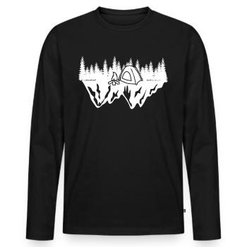 Hiking Camping Outdoor Mountains Trekking - Men's Premium Organic Long Sleeve Shirt - black - Front - Nico (187cm)
