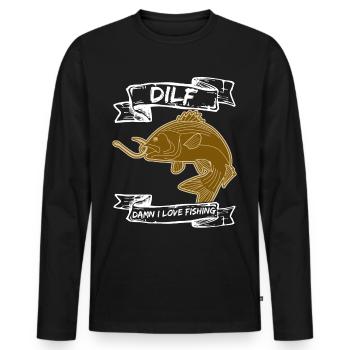 Pêche Pêcheur Pêche Hameçon Pêcheur Ange - T-shirt manches longues Premium bio Homme - noir - Devant - Nico (187cm)