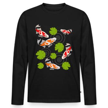 Koi Carp Pond Kois - T-shirt manches longues Premium bio Homme - noir - Devant - Nico (187cm)