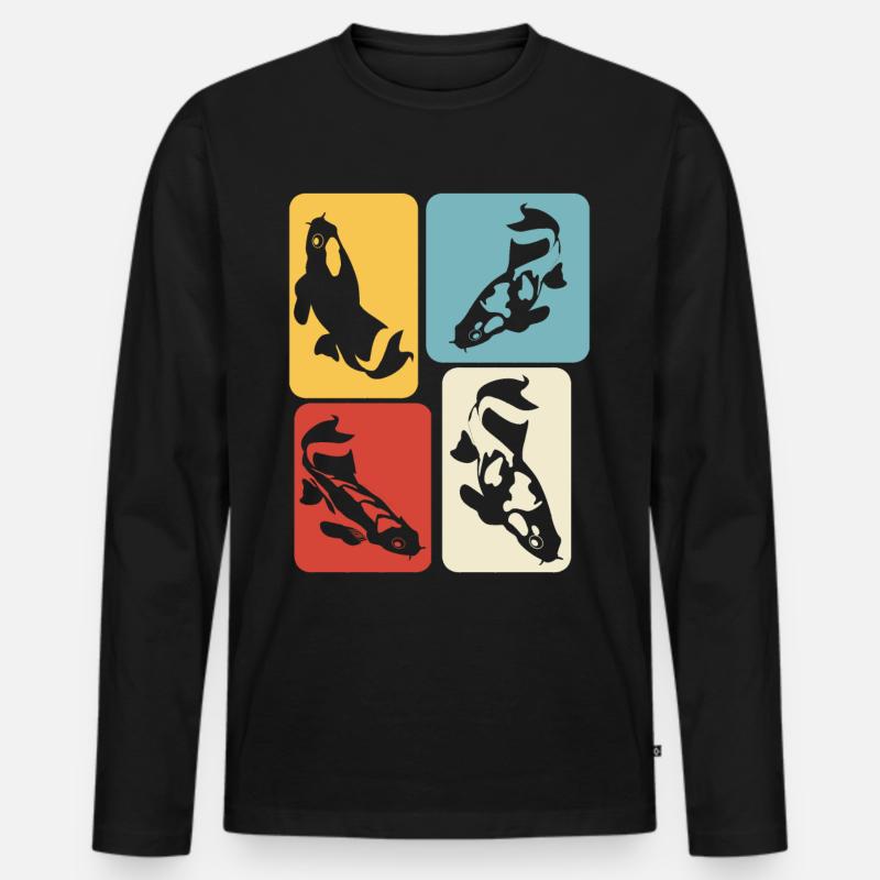Koi Karpfen Retro Kois - Männer Premium Bio Langarmshirt - Schwarz