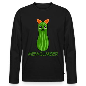 Gurken Katze Mewcumber Gurke - Männer Premium Bio Langarmshirt - Schwarz - Vorne - Nico (187cm)