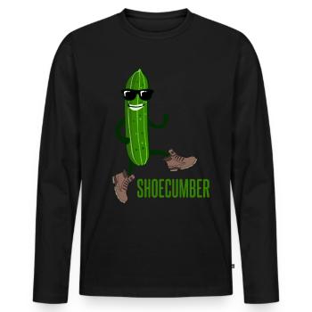Gurke mit Schuhen Shoecumber Gurken - Männer Premium Bio Langarmshirt - Schwarz - Vorne - Nico (187cm)