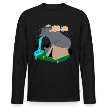 Randonnée en plein air Camping Ours Trekking - T-shirt manches longues Premium bio Homme - noir - Devant - Nico (187cm)