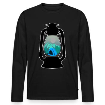 Randonnée Camping Lampe Lanterne Trekking - T-shirt manches longues Premium bio Homme - noir - Devant - Nico (187cm)