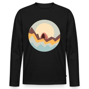 Mountaineering Trekking Hiking Camping - Men's Premium Organic Long Sleeve Shirt - black - Front - Nico (187cm)
