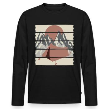 Alpinisme Randonnées Trekking Camping - T-shirt manches longues Premium bio Homme - noir - Devant - Nico (187cm)