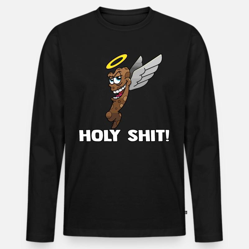 Holy Shit - Männer Premium Bio Langarmshirt - Schwarz