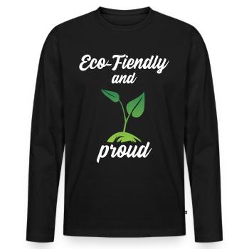 Eco-Friendly and Proud - Men's Premium Organic Long Sleeve Shirt - black - Front - Nico (187cm)