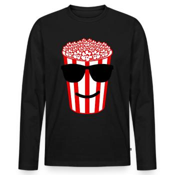 Popcorn with sunglasses - Men's Premium Organic Long Sleeve Shirt - black - Front - Nico (187cm)