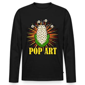 Popcorn Pop Art - Men's Premium Organic Long Sleeve Shirt - black - Front - Nico (187cm)