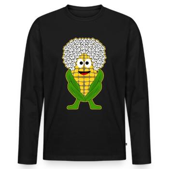 Maïs soufflé au maïs - T-shirt manches longues Premium bio Homme - noir - Devant - Nico (187cm)