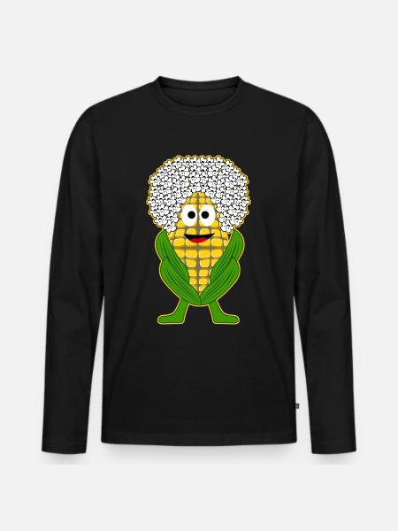 Mais Popcorn - Männer Premium Bio Langarmshirt - Schwarz