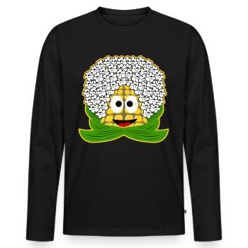 Maïs soufflé - T-shirt manches longues Premium bio Homme - noir - Devant - Nico (187cm)