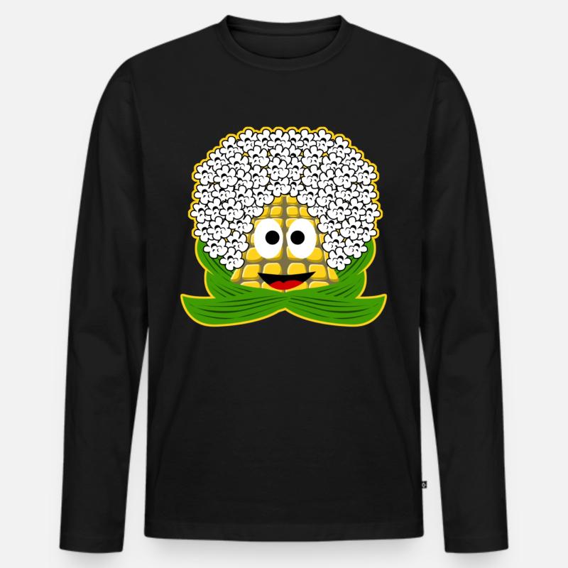 Popcorn Mais - Männer Premium Bio Langarmshirt - Schwarz