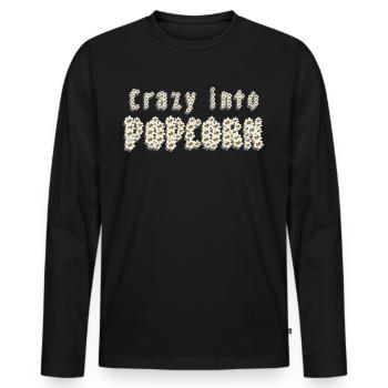 Crazy into Popcorn - Men's Premium Organic Long Sleeve Shirt - black - Front - Nico (187cm)