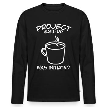 Café Bureau Matin grouch Réveil - T-shirt manches longues Premium bio Homme - noir - Devant - Nico (187cm)