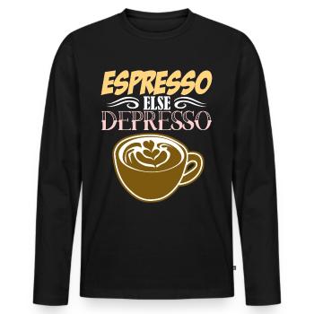 Espresso else Depresso - T-shirt manches longues Premium bio Homme - noir - Devant - Nico (187cm)