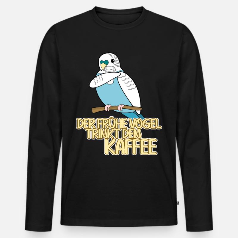 Kaffee Wellensittich - Männer Premium Bio Langarmshirt - Schwarz