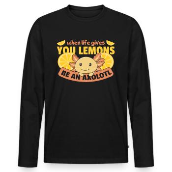 Axolotl Lemon Summer Yellow Axolotl - Men's Premium Organic Long Sleeve Shirt - black - Front - Nico (187cm)