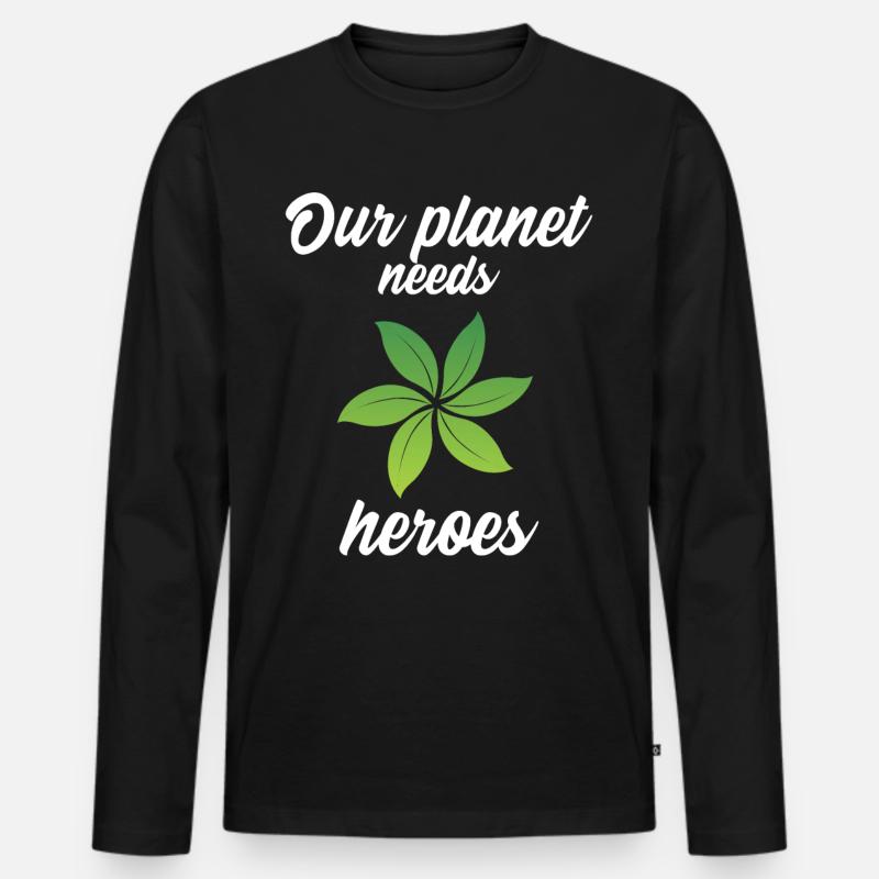 Our planet needs heroes - Männer Premium Bio Langarmshirt - Schwarz