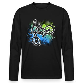 Mountain Bike Cyclist Bike Mountain Bike - Men's Premium Organic Long Sleeve Shirt - black - Front - Nico (187cm)