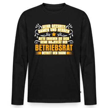 Betriebsrat Witz Betriebsrätin - Männer Premium Bio Langarmshirt - Schwarz - Vorne - Nico (187cm)