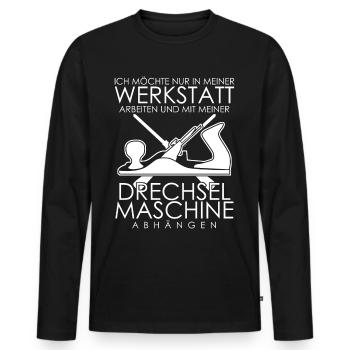 Drechsler Spruch Drechseln - Männer Premium Bio Langarmshirt - Schwarz - Vorne - Nico (187cm)